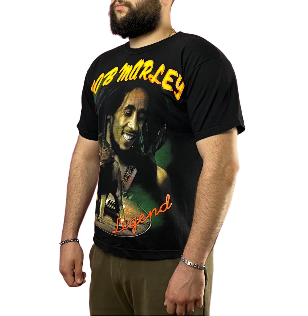 Bob Marley Thunder Vintage Men's T-shirt - L Black Cotton - Etsy