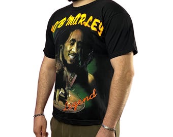 Bob Marley Thunder Vintage Men's T-shirt - L Black Cotton - Etsy