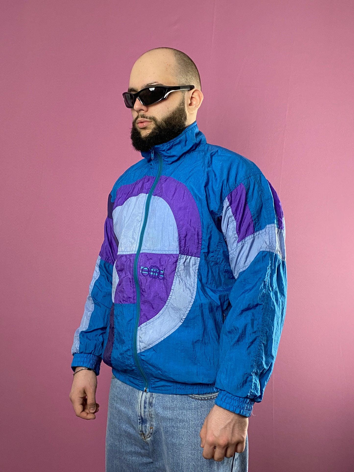 90s Etirel Vintage Men's Color Block Windbreaker Jacket - M Blue Nylon