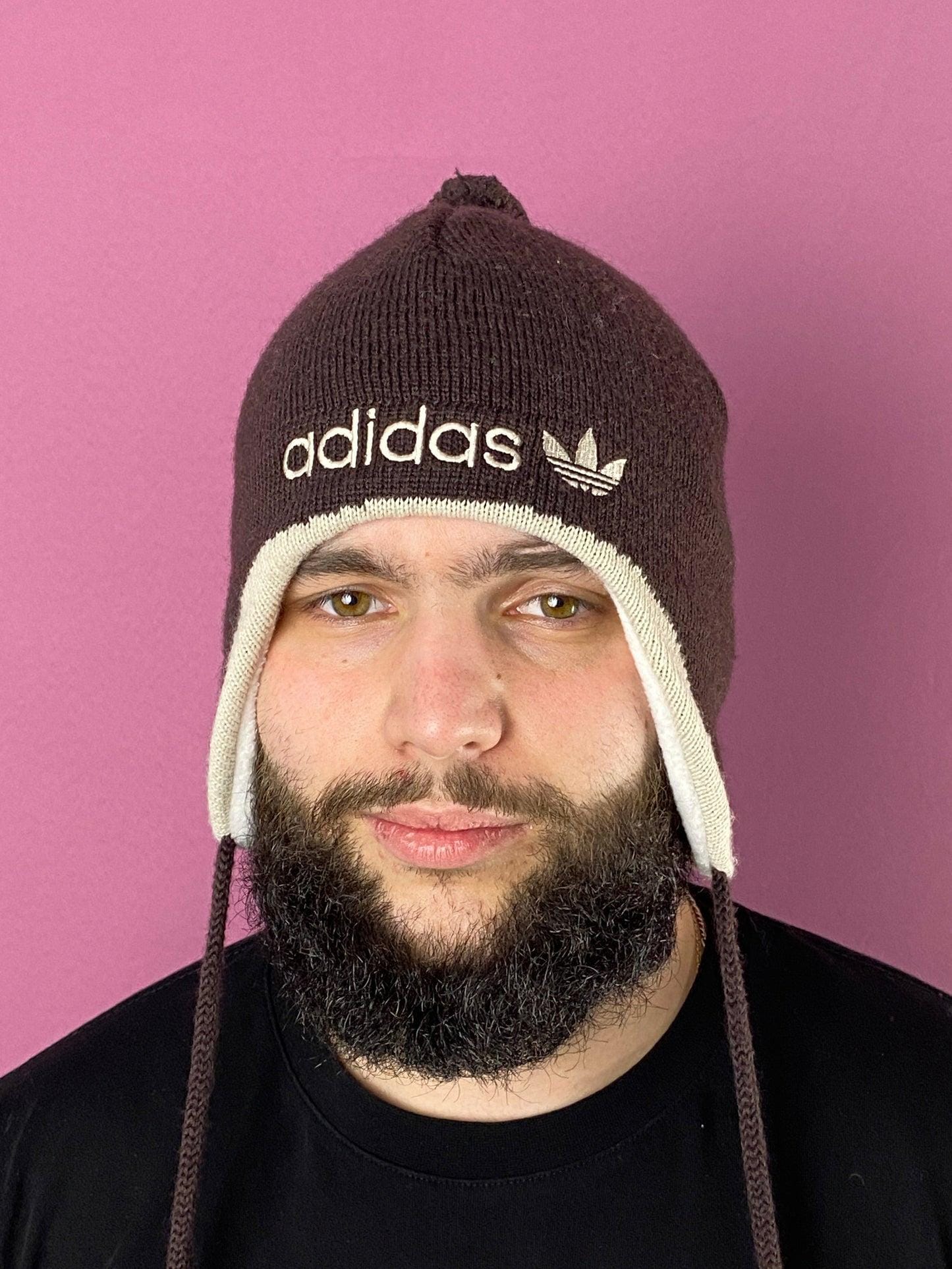 Adidas Vintage Winter Earflap Hat - Brown Acrylic Blend - Etsy