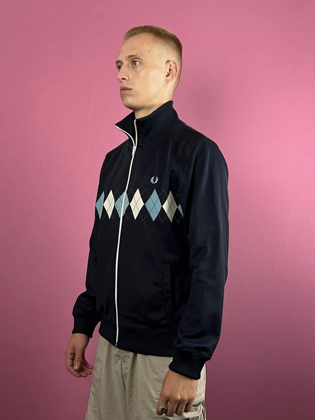 Fred Perry Vintage Men's Argyle Diamond Track Jacket - M - Etsy