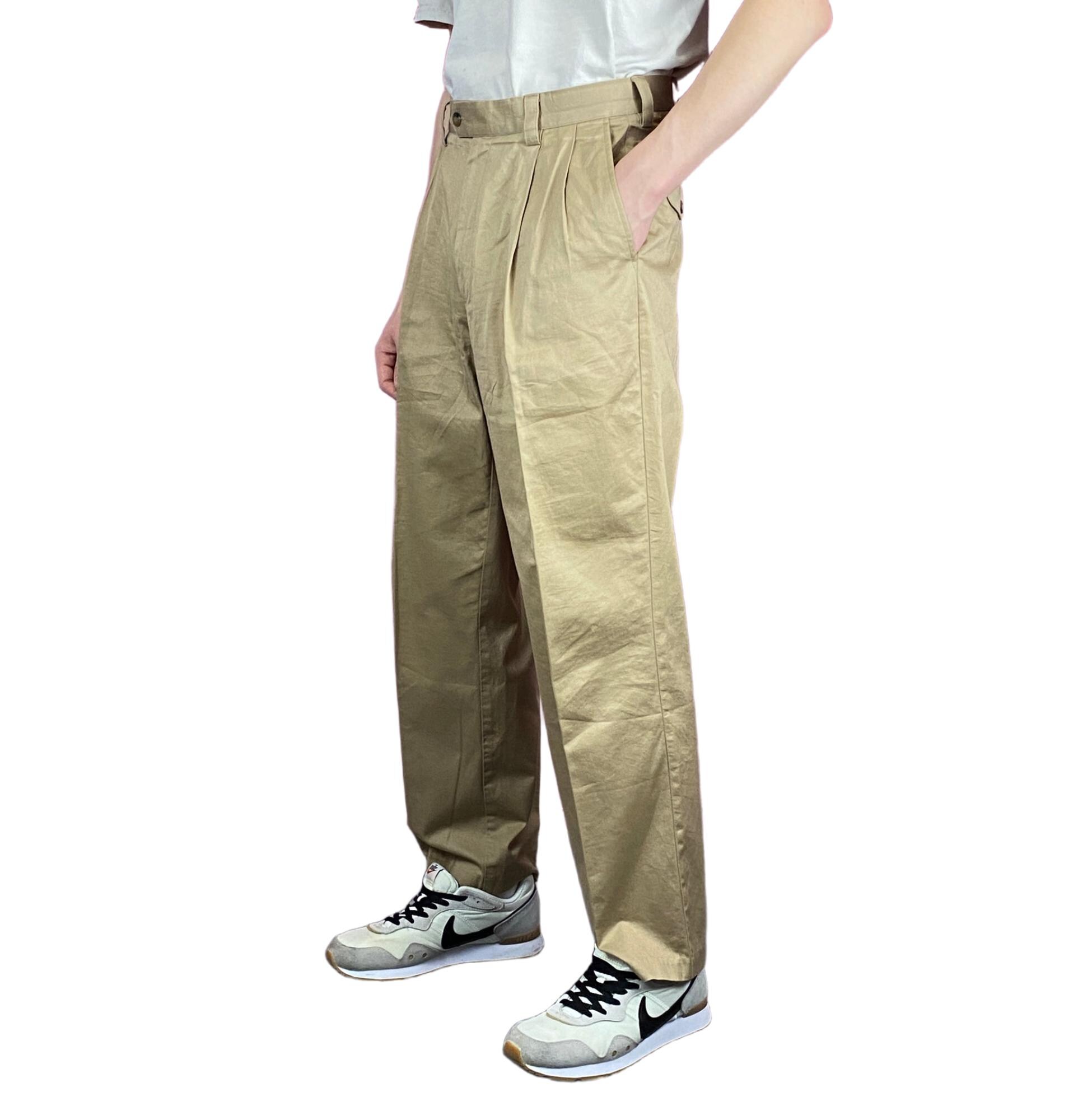 Dockers Vintage Men's Pleated Pants - 32 Khaki Cotton - Etsy