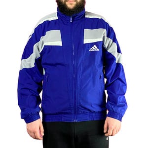 90s Brand Vintage Men&#39;s Windbreaker Jacket - M Blue Polyester