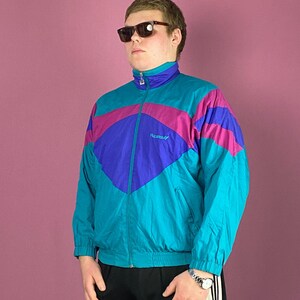 90s Vintage Men's Windbreaker Jacket - XL Multicolor Nylon