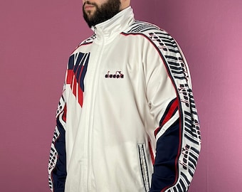 90s Diadora Vintage Men's Side Tape Track Jacket - XXL