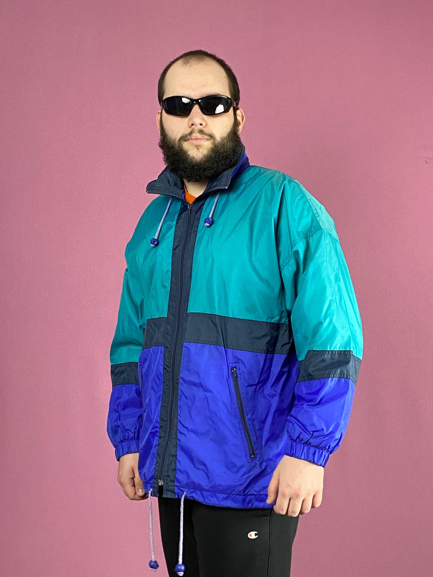 90s Vintage Men's Rain Jacket - M Blue & Purple Nylon Pvc - Etsy