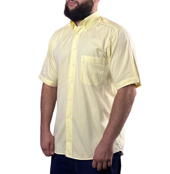 90s Boss Hugo Boss Vintage Men's Short Sleeve Shirt - M Yellow