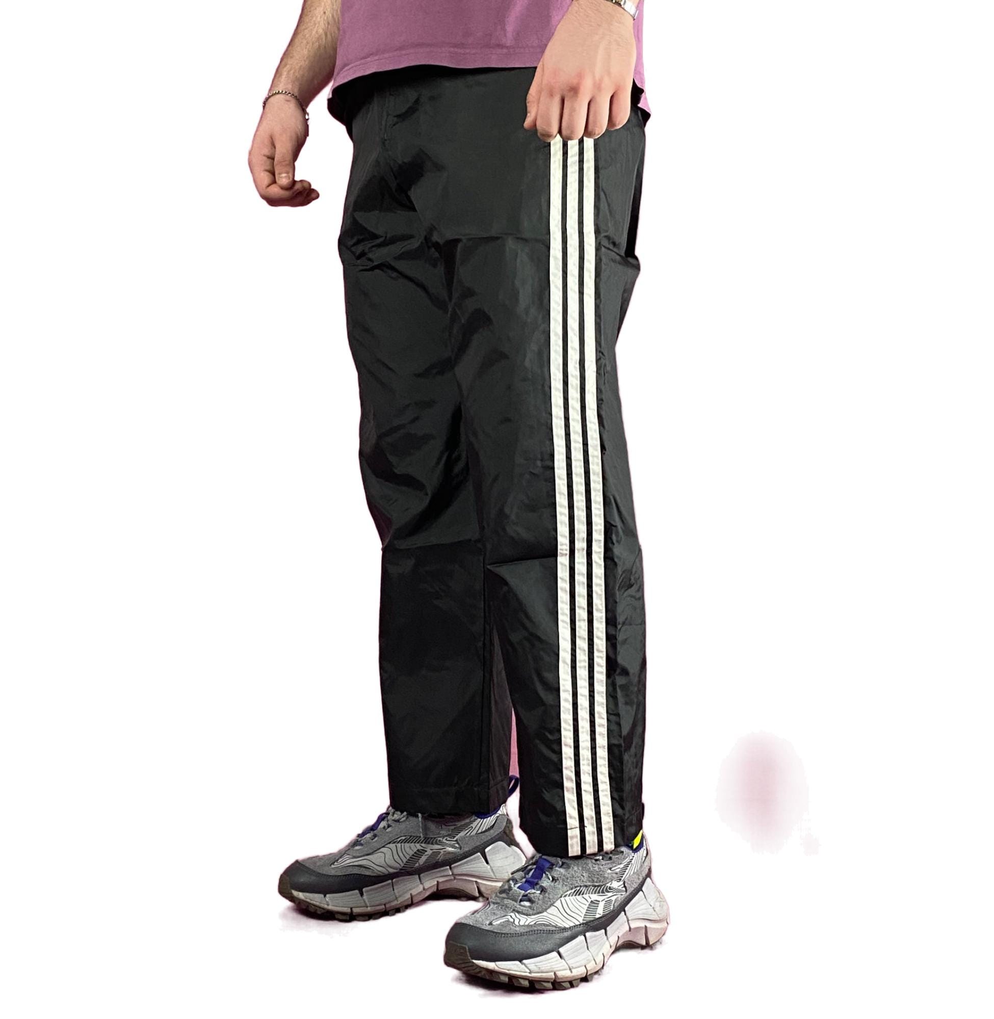80s Adidas Vintage Men's Striped Track Pants - L Black Nylon - Etsy