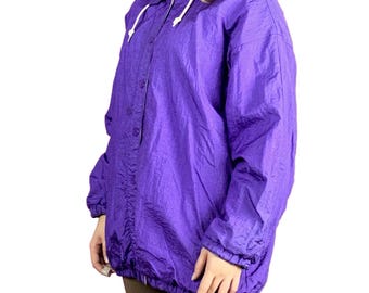 90s Vintage Women&#39;s Windbreaker Jacket - M Purple Nylon