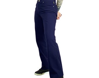Versace Jeans Couture Vintage Women's Pants - M Navy Blue Nylon Blend