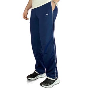Y2K Nike Vintage Men&#39;s Retro Style Track Pants - L Navu Blue Polyester
