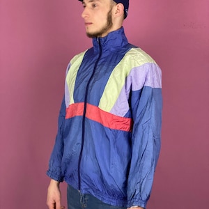 90s Vintage Men's Windbreaker Jacket - L Multicolor Nylon