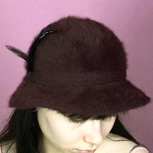 Kangol Vintage Women's Fur Buket Hat - Purple Angora Wool Blend
