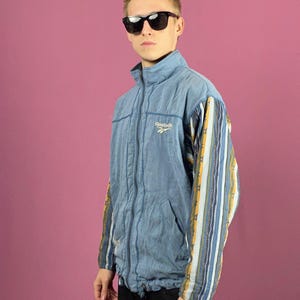 90s Reebok Vintage Men&#39;s Track Jacket - M Blue Nylon Blend