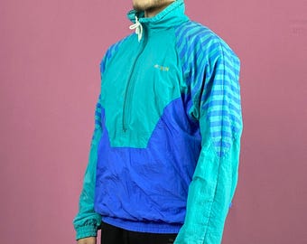 90s Action Vintage Men's Windbreaker Jacket - L Blue Nylon