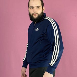 Adidas Vintage Men&#39;s Track Jacket - XS Navy Blue Polyester