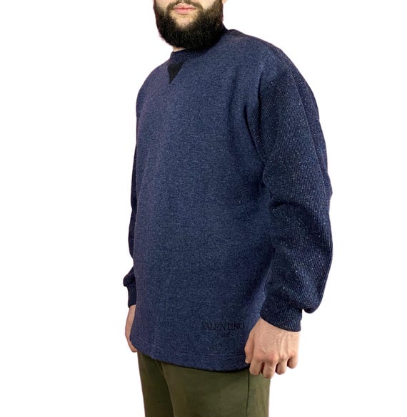 90s Valentino Jeans Vintage Men's Sweater - L Navy Blue Wool Blend