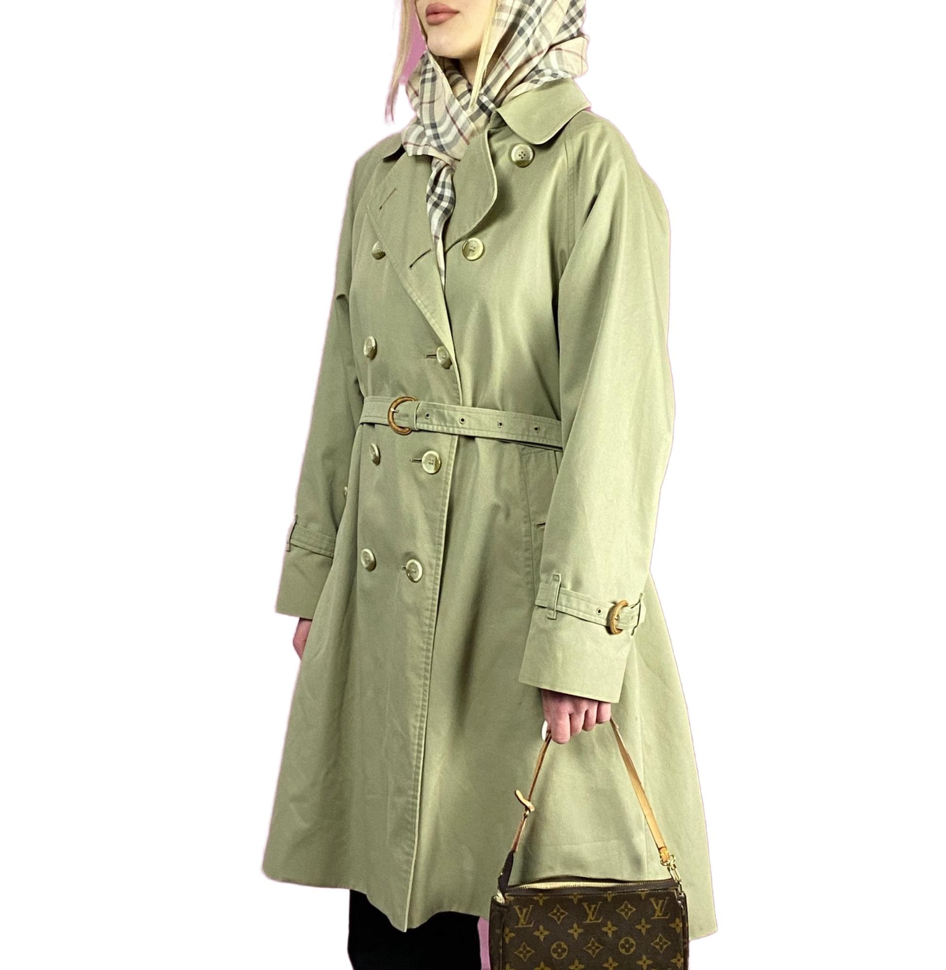 80s Burberrys Vintage Women's Belted Trench Coat - M Beige Cotton