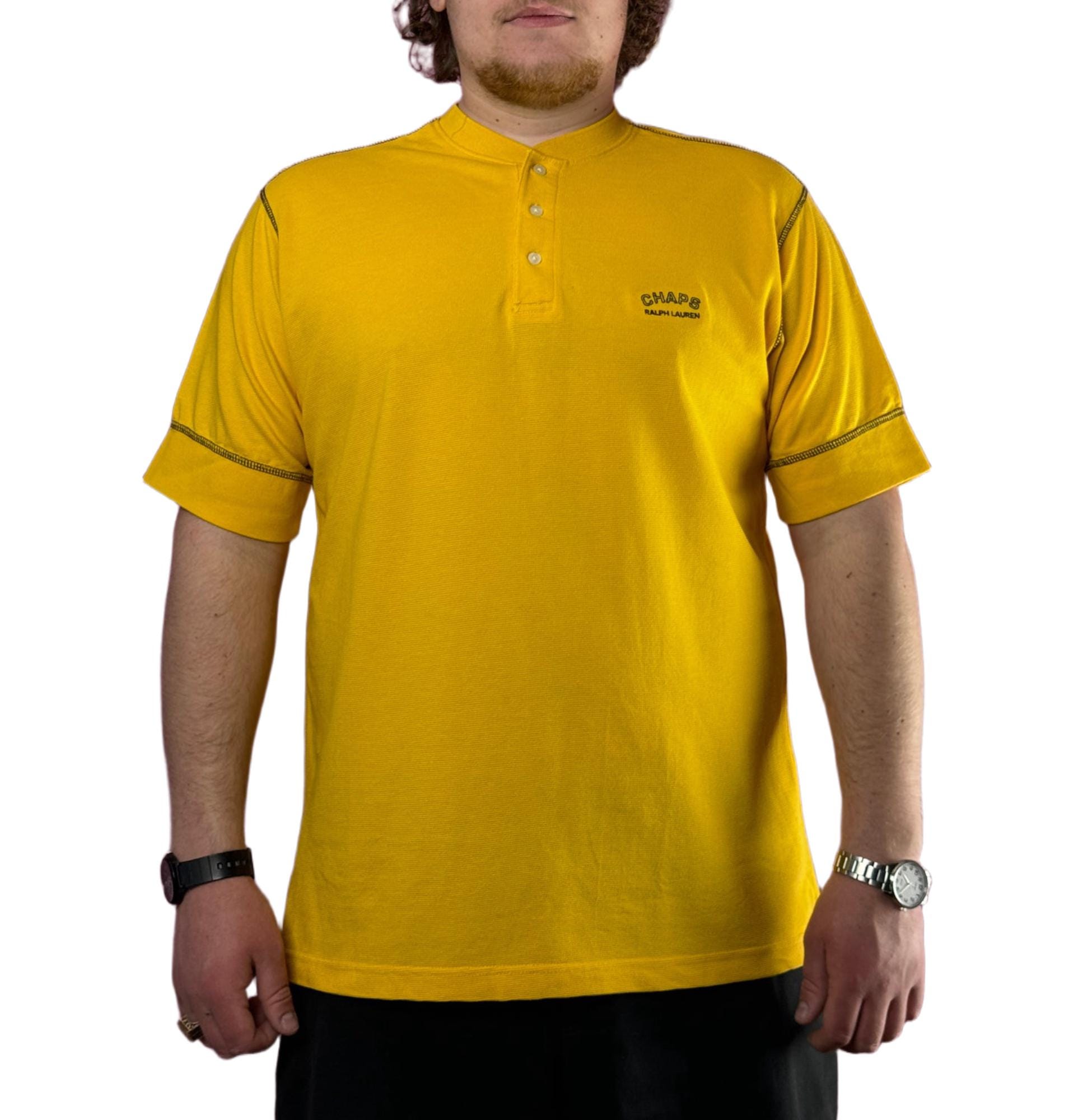 90s Chaps Ralph Lauren Vintage Men's Polo Shirt - XL Yellow Cotton