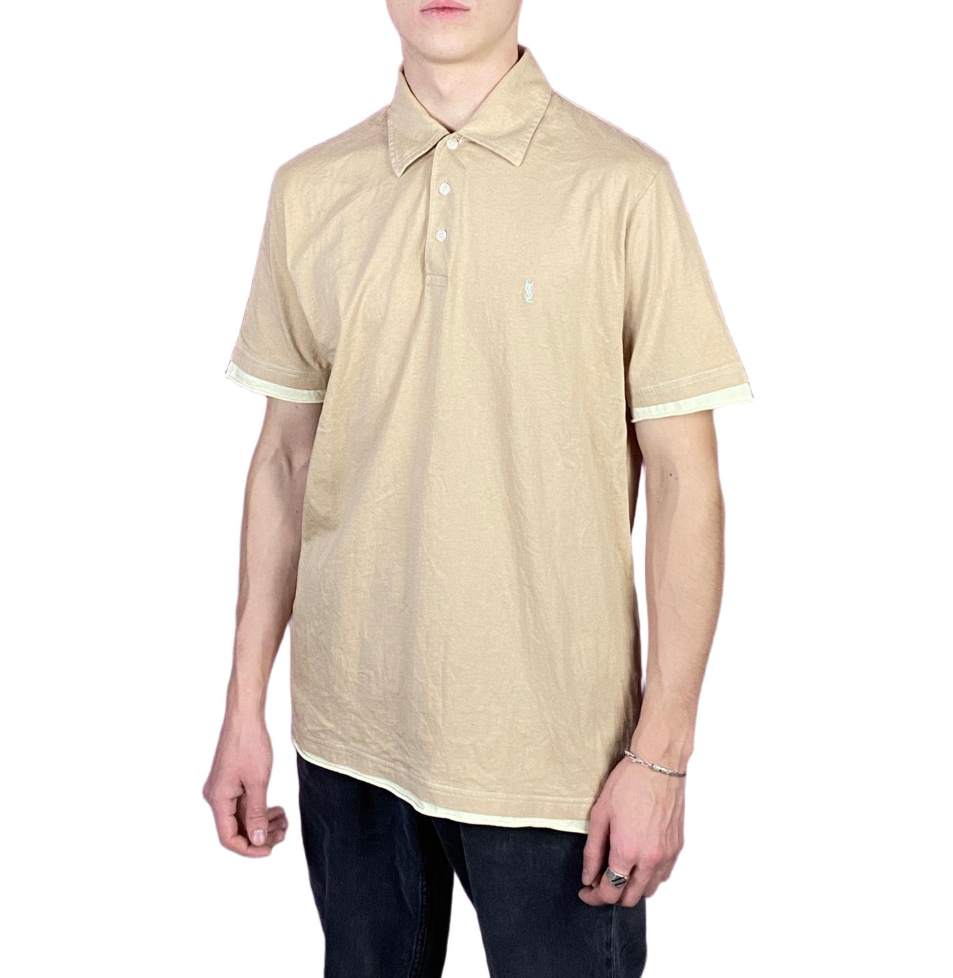Yves Saint Laurent Vintage Men's Polo Shirt - M Beige Cotton - Etsy