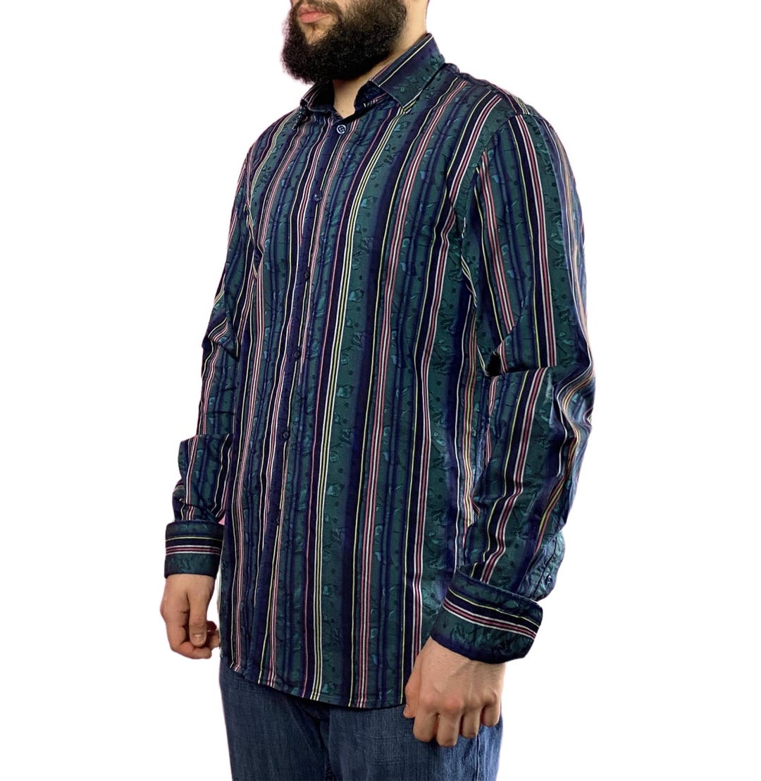 トップス 80s 90s KENZO HOMME stripe shirt FRANCE KENZO Men's Front Logo Stripe Shirt - Cobalt | Coggles