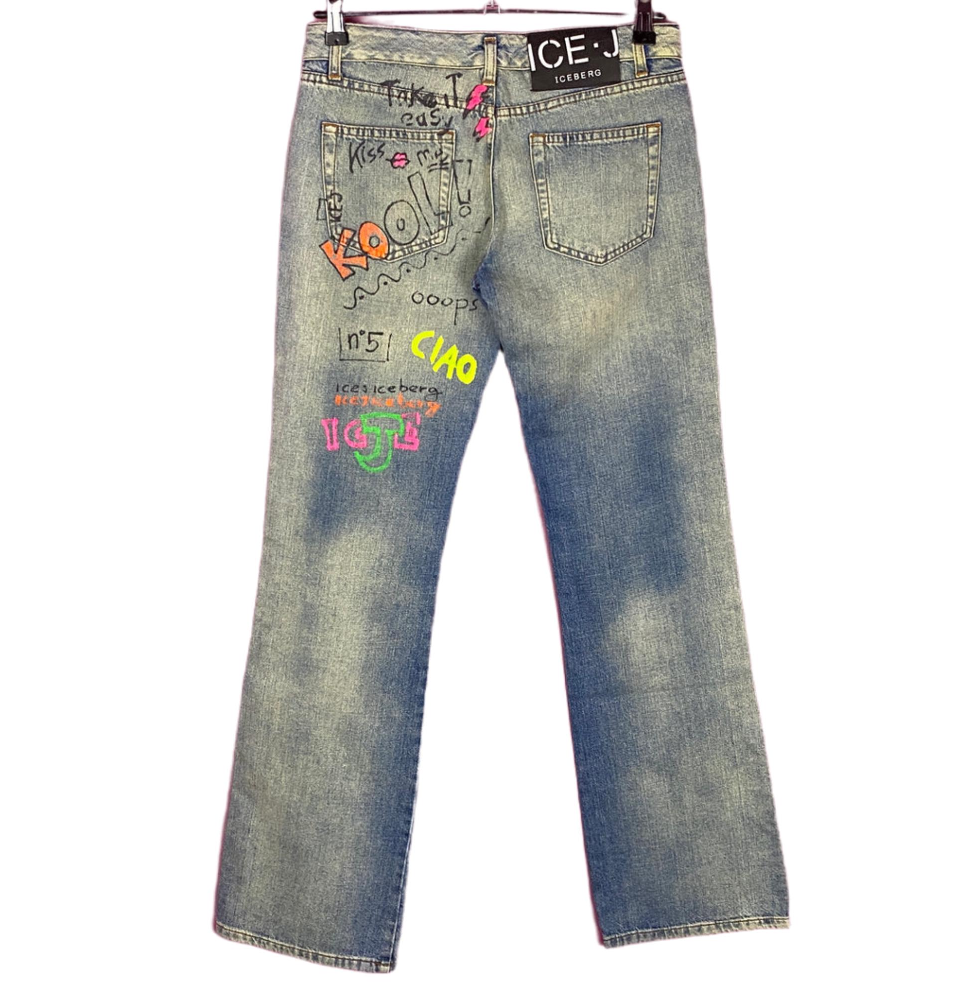 パンツ ICEBERG ICEJEANS ワイドデニム パッチワーク ワッペン 42