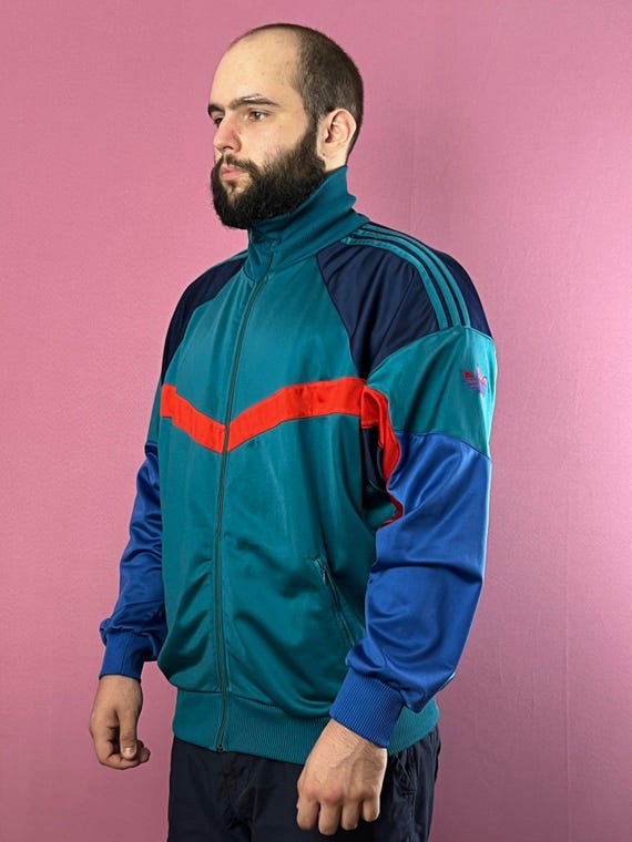 90s Adidas Originals Vintage Men's Color Block Track Jacket - XXL