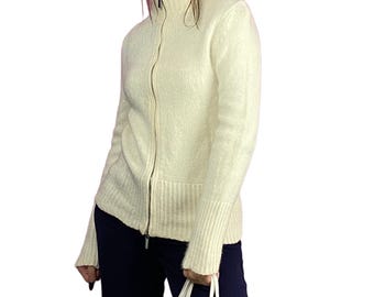 Iris Von Arnim Vintage Women&#39;s Full Zip Sweater - M White Cashmere
