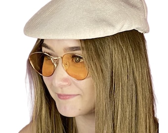 Kangol Tropic 507 Classic Ventair Hat Vintage Flat Cap - Beige Polyester Blend