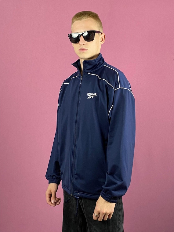 Reebok Vintage Men's Track Jacket - XS Navy Blue Polyester - Etsy