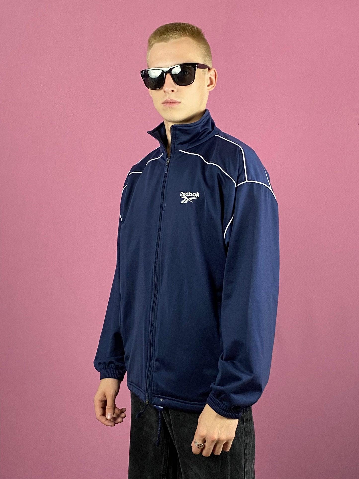 Reebok Vintage Men's Track Jacket - XS Navy Blue Polyester - Etsy