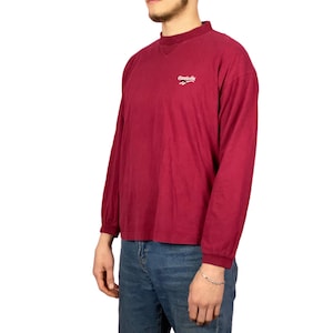 90s Reebok Vintage Men&#39;s Long Sleeve - S Red Cotton