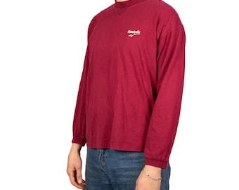 90s Reebok Vintage Men's Long Sleeve - S Red Cotton