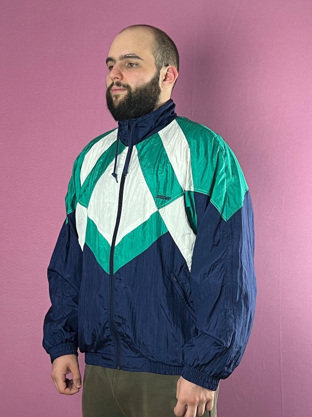 90s Speed Way Vintage Men's Color Block Windbreaker Jacket - L - Etsy