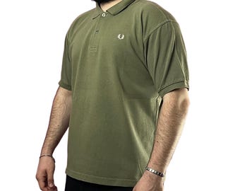 90s Fred Perry Vintage Men's Polo Shirt - XL Khaki Cotton