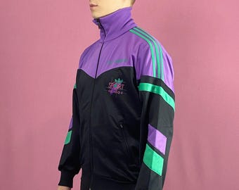 90s Adidas Vintage Men's Track Jacket - M Black Polyester
