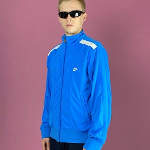 Nike Vintage Men&#39;s Track Jacket - M Blue Polyester