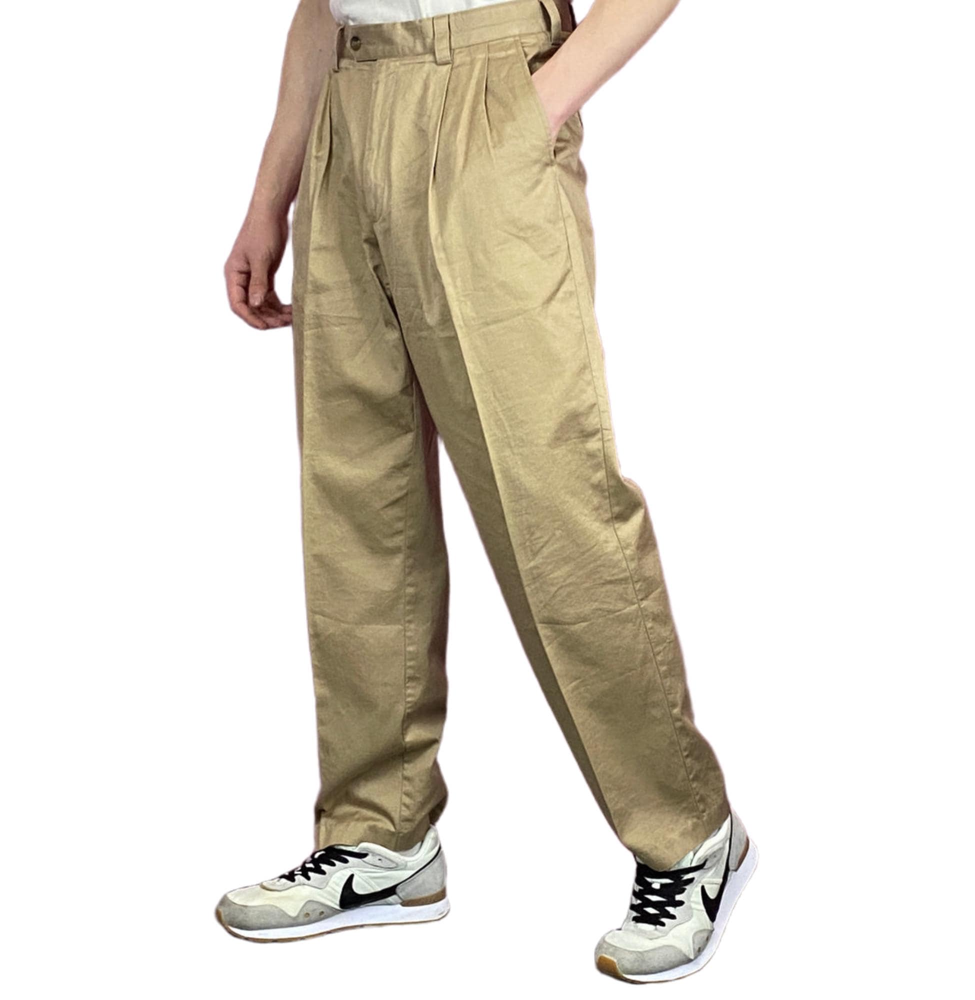 Dockers Vintage Men's Pleated Pants - 32 Khaki Cotton - Etsy