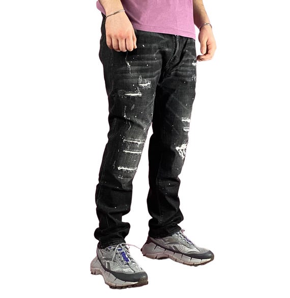Dsquared2 Black Denim Vintage Men's Tidy Biker Jeans - XL Black