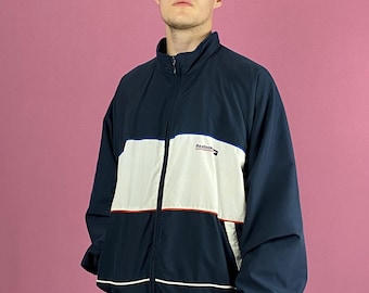 Reebok Vintage Men's Windbreaker Jacket - XL Navy Blue Polyester Blend