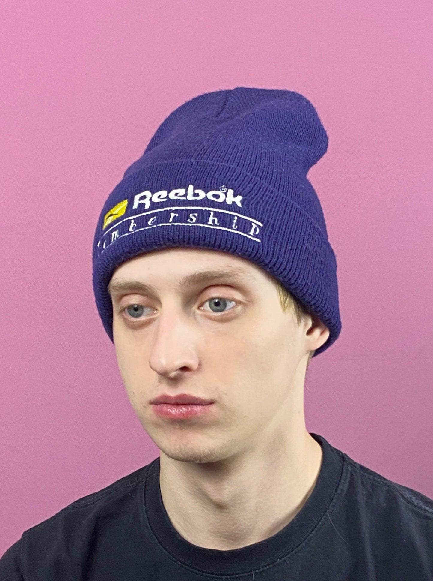 Reebok Membership Vintage Knit Beanie Hat - Navy Blue Acrylic - Etsy