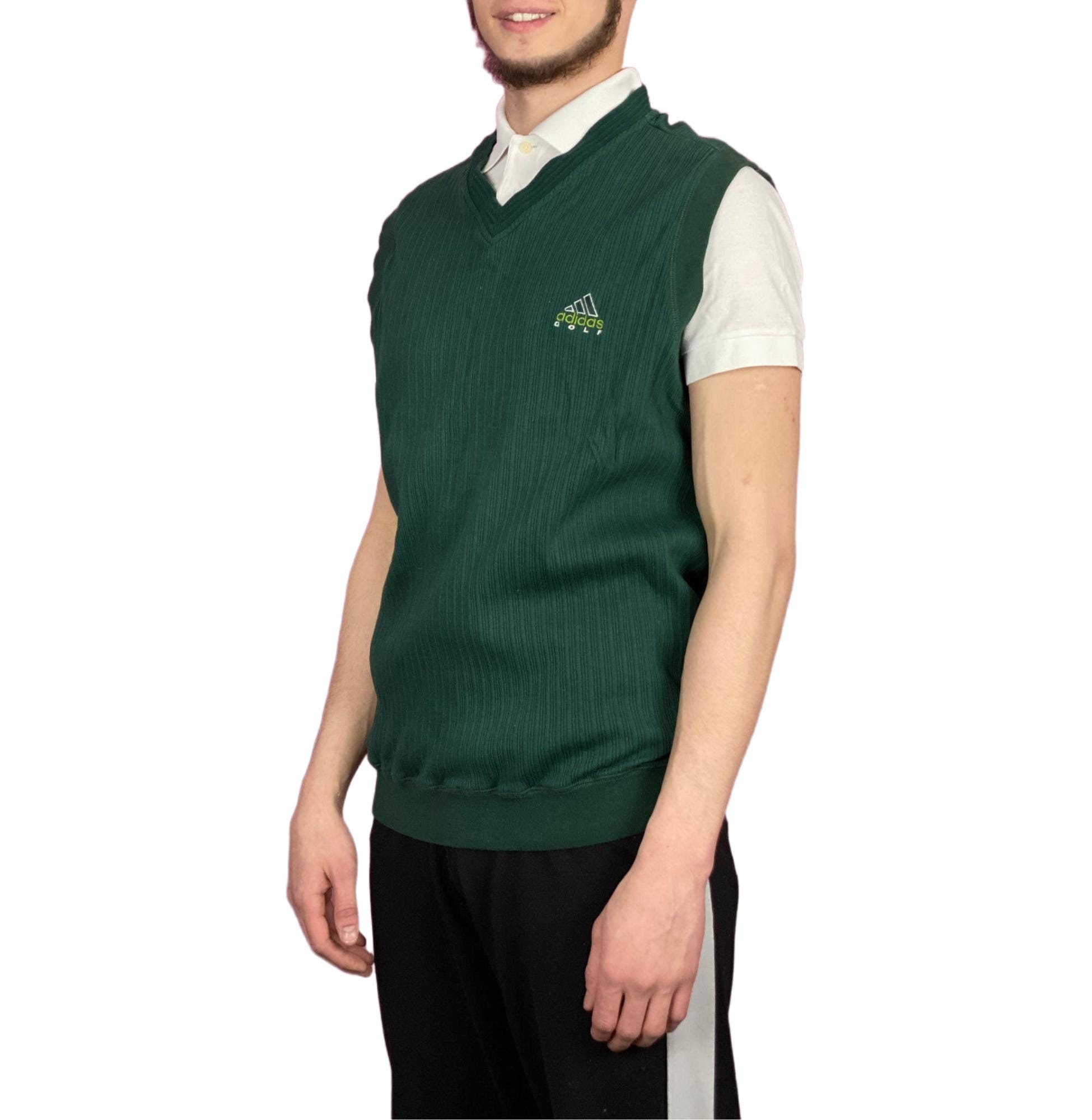 90s Adidas Golf Vintage Men's Vest Sweater - XL Green Cotton Blend