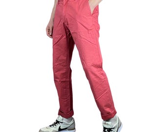 Spodnie Chino dla mężczyzn w stylu vintage - 32 Różowa mieszanka bawełny