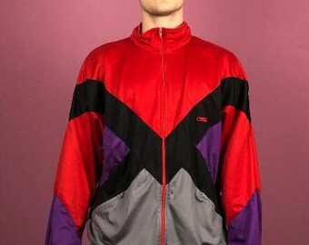 90年代ヴィンテージ メンズ カラーブロック トラックジャケット - XL 90年代ヴィンテージ メンズ カラーブロック トラックジャケット - XL