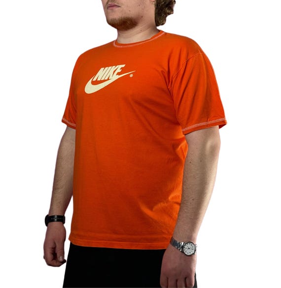 Nike Big Logo Vintage Herren T-Shirt XL, orange Baumwolle