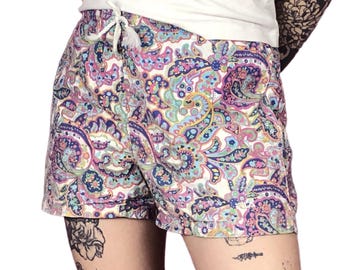 Fila Vintage Women's Swim Paisley Pattern Shorts - XL Multicolor Cotton Blend