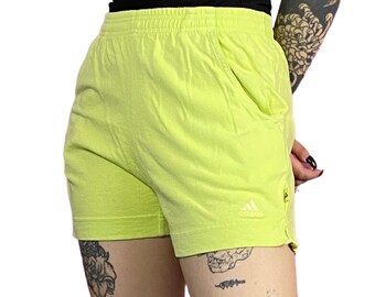 90s TriStripes Vintage Women's Sweat Shorts - M Green Cotton