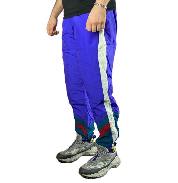 パンツ 90s  track pants 90s Vintage Men's Size Tape Track Pants - XL Blue Nylon - Etsy