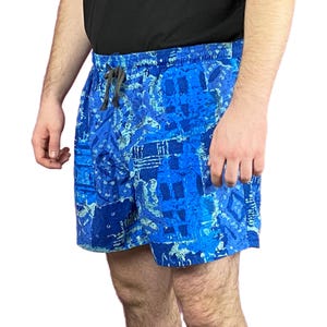 90s Santostefano Vintage Men's Swim Shorts - L Blue Nylon