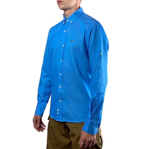 Lacoste MEN'S SLIM FIT STRETCH COTTON POPLIN SHIRT : HERITAGE BLUE Lacoste MEN'S SLIM FIT STRETCH COTTON POPLIN SHIRT : HERITAGE BLUE